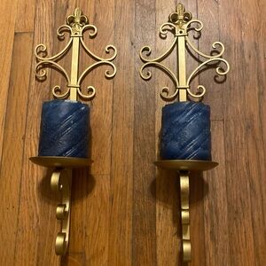 Gold Tone Metal Wall Sconces